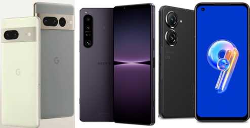 图左至右为Google Pixel 7系列、Sony Xperia I IV 与华硕Zenfone 9