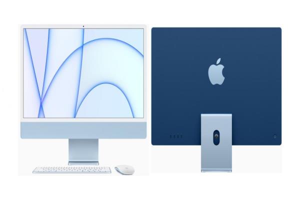 首搭M1芯片外型大改版的iMac桌上型电脑，搭载24吋4.5K视网膜萤幕。