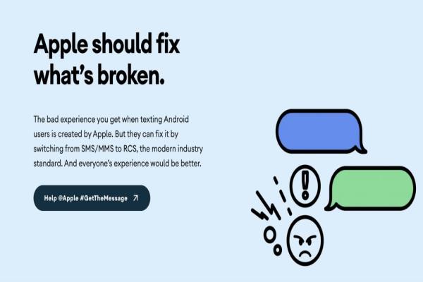 为了RCS，Google多次公开批评苹果，之前还架设了“GetTheMessage”专属网站。