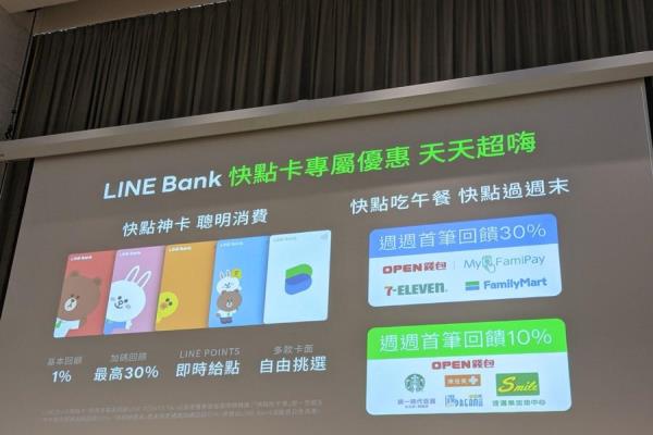 签帐金融卡以“LINEBank快点卡”为命名，消费就能立即收到回馈的LINEPoints点数。