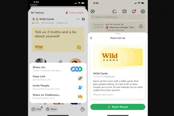 Clubhouse语音社群测试“WildCards”游戏互动功能。