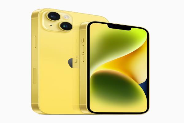 iPhone14和iPhone14阵容新增亮丽的黄色款式。