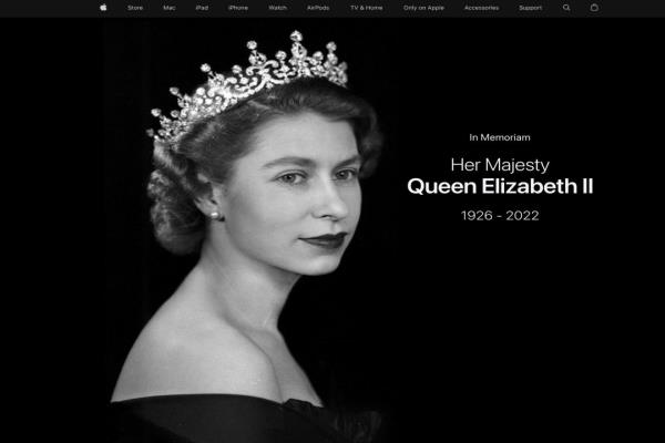 科技巨头悼英女王！苹果官网放黑白照　谷歌搜索页换灰色