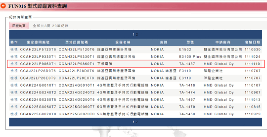 内部代号为「TA-1487」的Nokia 新款安卓平板，近期已通过中国NCC认证。