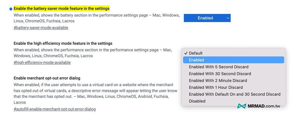 chrome battery saver mode and memory saver made 2
