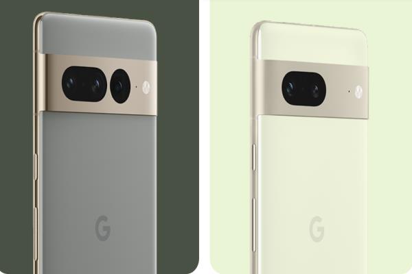 Google2022年度新旗舰Pixel7双机齐发。图左为三镜头的高阶旗舰Pixel7Pro，售价26,990元起；图右为双镜头的Pixel7，售价18,990元。